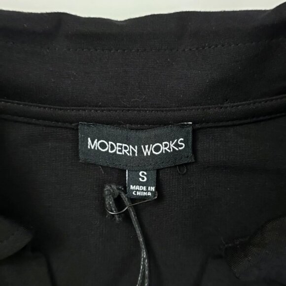 Modern Works Women’s Black Long Sleeves Collared Dress Front Twist Size Small - Picture 5 of 14